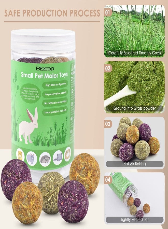Bissap Bunny Chew Toys 15PCS, 100% Natural Flowers Flavored Timothy Hay Balls Rabbit Chew Treats for Hamster Guinea Pigs Rats Chinchillas Gerbils and Other Small Animals Teeth Care - Image 4